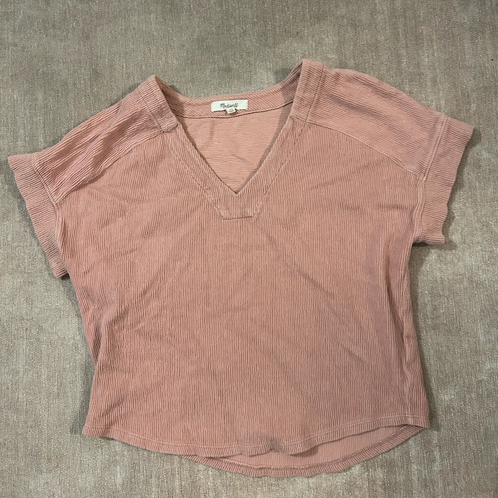 Madewell Mauve Short Sleeve V-Neck Top